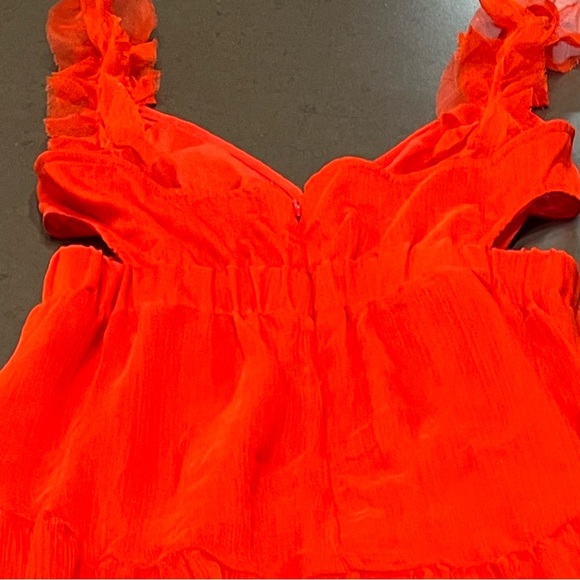 - Lulu’s Always A Dreamer Red Chiffon Tiered High-Low Dress Sz: M - Picture 11 of 13
